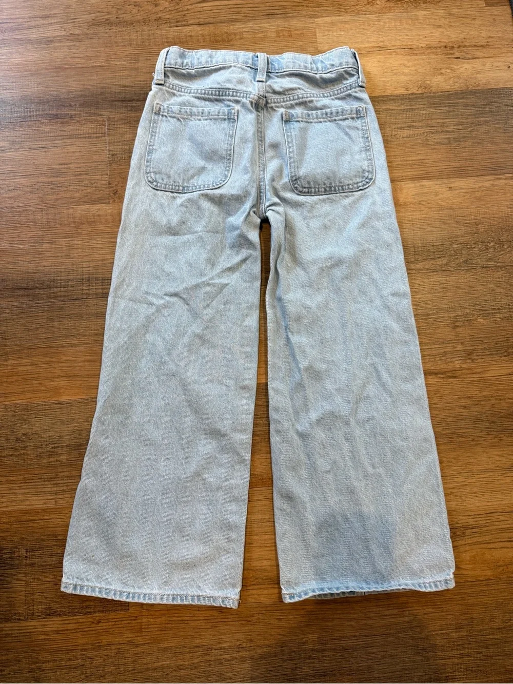 Old Navy Light Blue Wide-Leg Jeans with Front Patch Pockets Girls Size 10